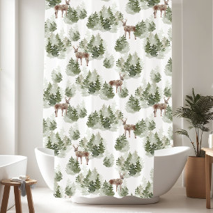Rideaux De Douche Motif de cerfs de pins rustiques