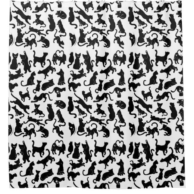 Rideaux De Douche Motif de chat noir (Devant)
