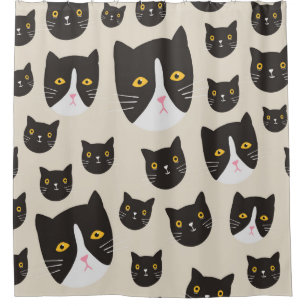Rideaux De Douche Motif de chat sans joint/