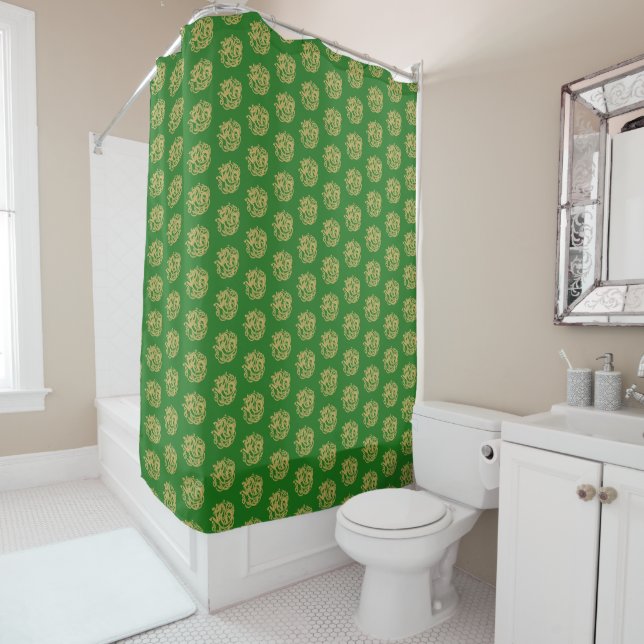 Rideaux De Douche Motif de Cheval Celte d'or (En situation)