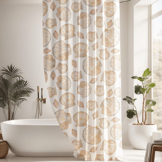 Rideaux De Douche Motif de coque de mer neutre (Créateur téléchargé)