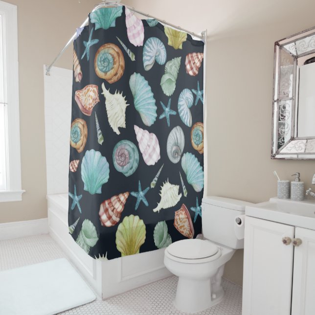 Rideaux De Douche Motif de coquillages (En situation)