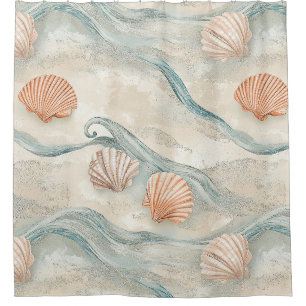Rideaux De Douche Motif de coquillages de maison de plage