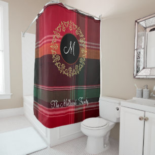 Rideaux De Douche Motif de couronnes d'or Madras