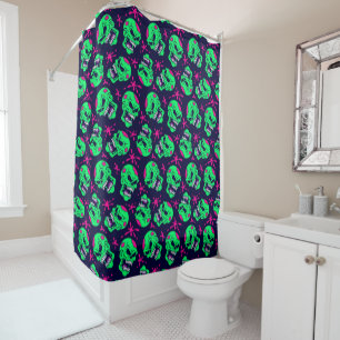 Rideaux De Douche Motif de crânes Neon Zombie