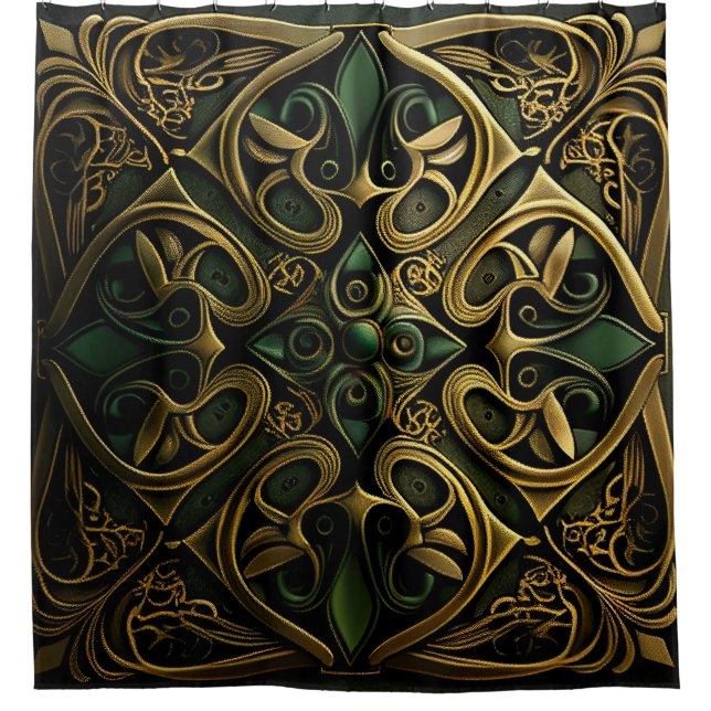 Rideaux De Douche Motif de décoration en bronze vert (Devant)