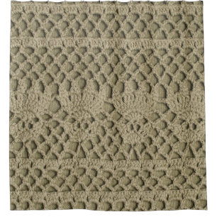 Rideaux De Douche Motif de dentelle artisanale vert olive
