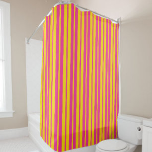 Rideaux De Douche Motif de design de rayures élégantes rose jaune