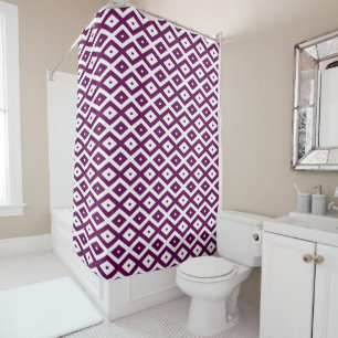 Rideaux De Douche Motif de diamant blanc et violet de prune