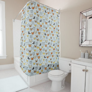 Rideaux De Douche Motif de Doodle visage de chat