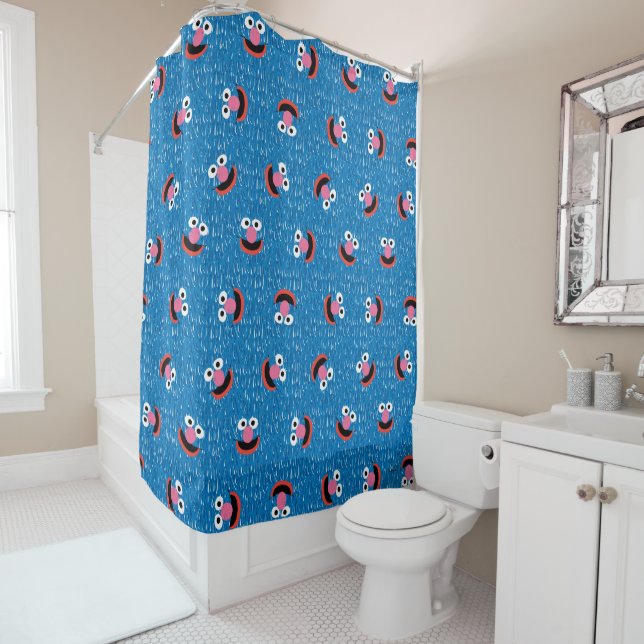 Rideaux De Douche Motif de face de fourrage de Grover (En situation)