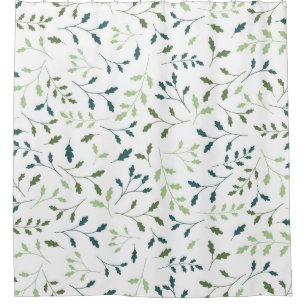 Rideaux De Douche Motif de feuilles botaniques vert sauge sarcelle