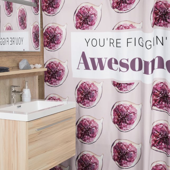 Rideaux De Douche Motif de Fig violet moderne & Vous êtes Figgin' Aw (Créateur téléchargé)