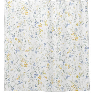 Rideaux De Douche Motif de fleur sauvage bleue jaune
