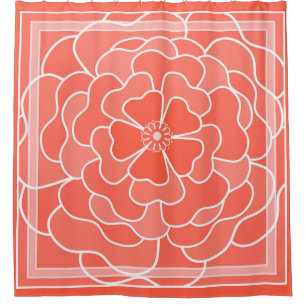 Rideaux De Douche Motif de fleurs abstraites orange