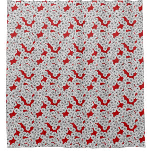 Rideaux De Douche Motif de fleurs Art Déco - blanc sur rouge