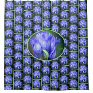 Rideaux De Douche Motif de fleurs Gentien Bleu
