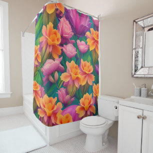 Rideaux De Douche Motif de fleurs tropicales hawaïennes