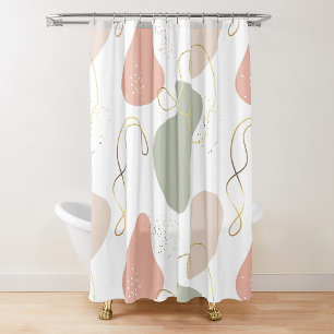 Rideaux De Douche Motif de formes organiques géométriques Boho Abstr