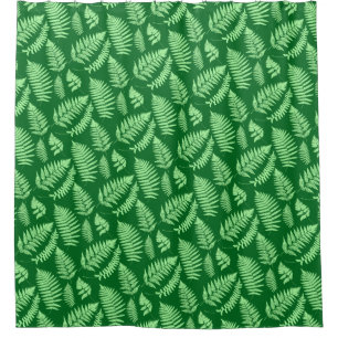 Rideaux De Douche Motif de fougère forestière, vert clair et foncé