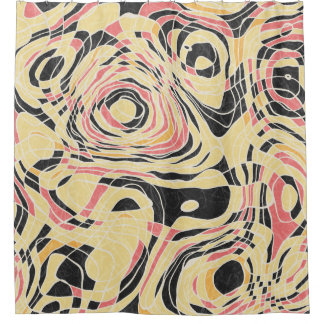 Rideaux De Douche motif de géo de ligne Abstraite, dessin topographi