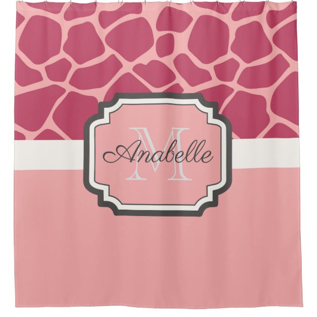 Rideaux De Douche Motif de girafe rose (Devant)