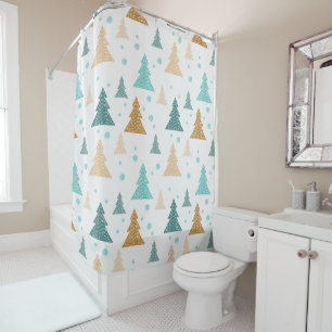 Rideaux De Douche Motif de l'arbre des flocons blancs de Noël