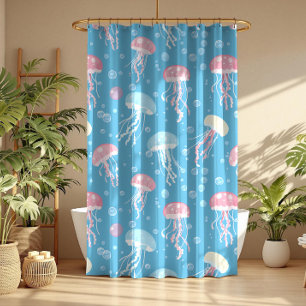 Rideaux De Douche Motif de méduses aux couleurs pastel