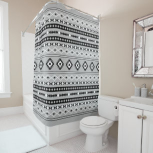 Rideaux De Douche Motif de motifs mixtes noir blanc aztèque