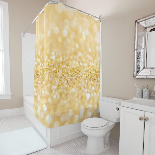 Rideaux De Douche Motif de Parties scintillant Gold (En situation)