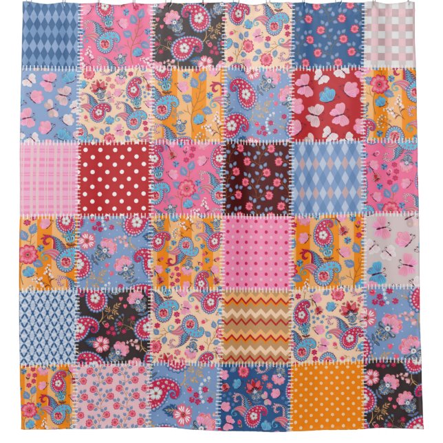 Rideaux De Douche Motif de patchwork transparent (Devant)