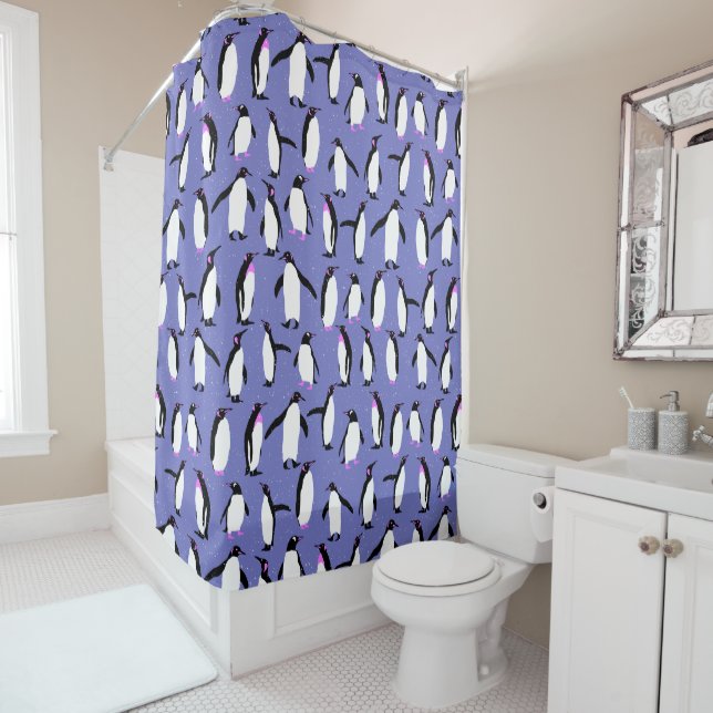 Rideaux De Douche Motif de pingouin d'hiver mignon (En situation)