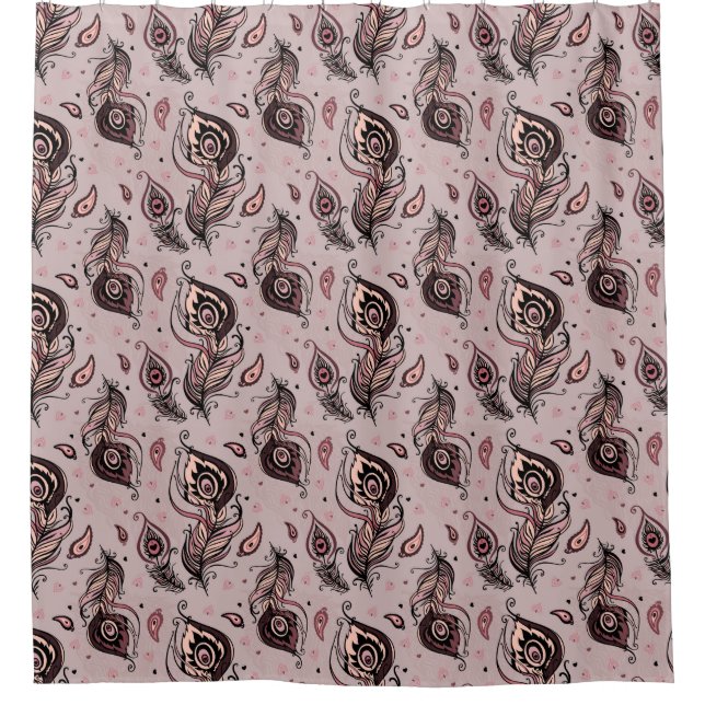 Rideaux De Douche Motif de plume de paon (Devant)
