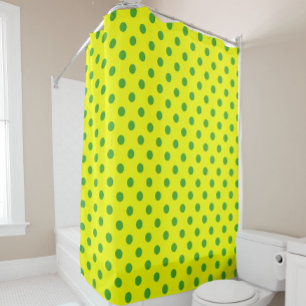 Rideaux De Douche Motif de pois verts sur fond jaune