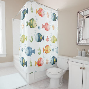 Rideaux De Douche Motif de poissons tropicaux colorés mignons