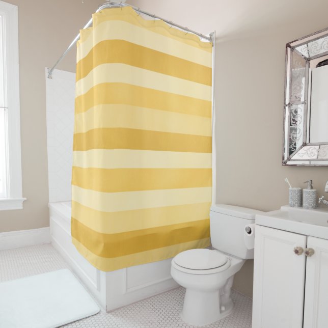 Rideaux De Douche Motif de rayures texturées jaunes modernes (En situation)