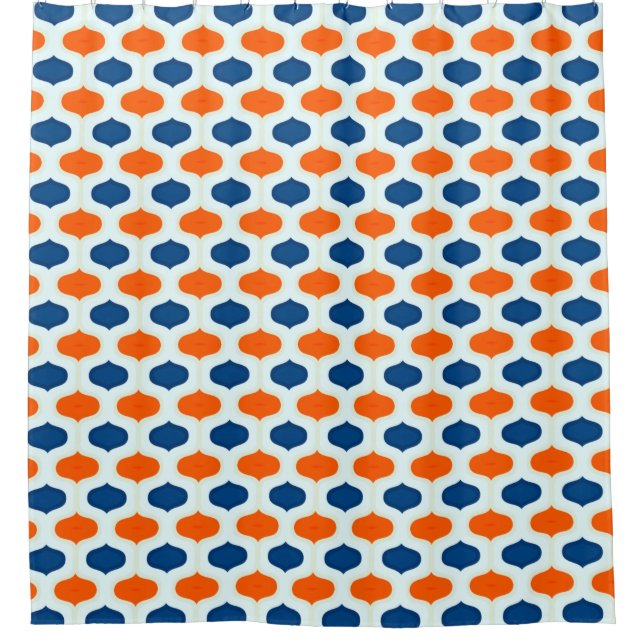 Rideaux De Douche Motif de renouveau bleu et orange (Devant)
