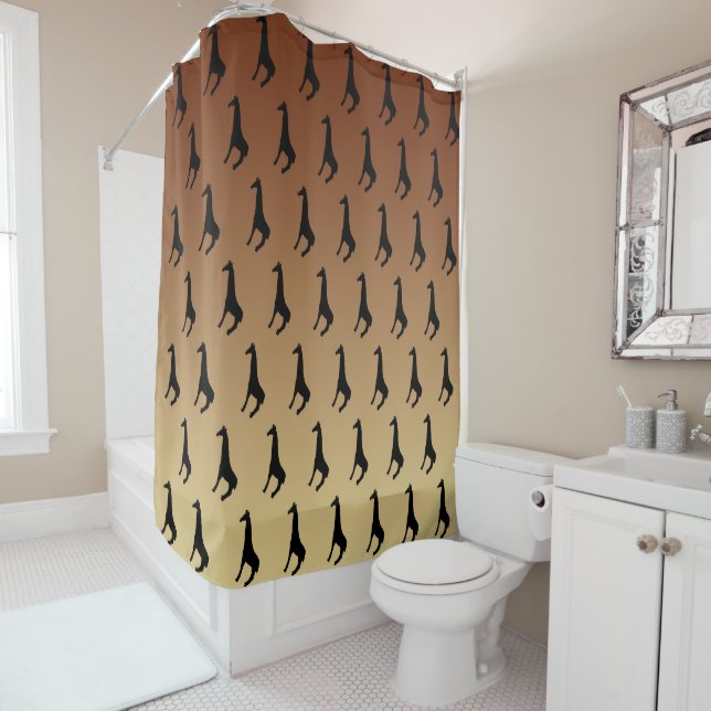 Rideaux De Douche Motif de silhouette Giraffe (En situation)