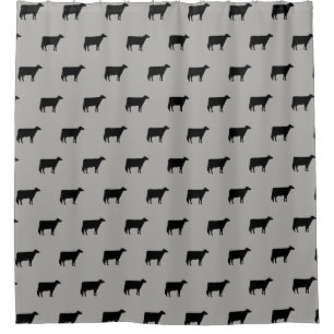 Rideaux De Douche Motif de silhouettes de vache du Holstein gris et