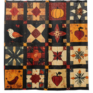 Rideaux De Douche Motif de surface composée en Patchwork Automne Rus