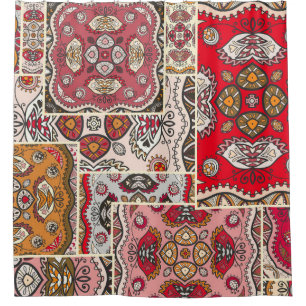 Rideaux De Douche motif de surface composée patchwork vintage. Décor