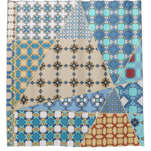 Rideaux De Douche motif de surface composée patchwork vintage. Décor