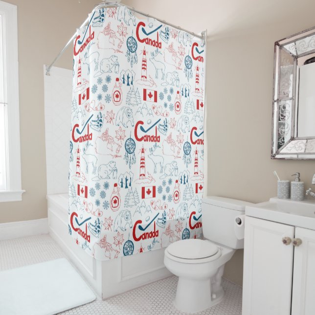 Rideaux De Douche Motif de symboles du Canada | (En situation)