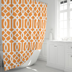 Rideaux De Douche Motif de treillis marocain orange et blanc
