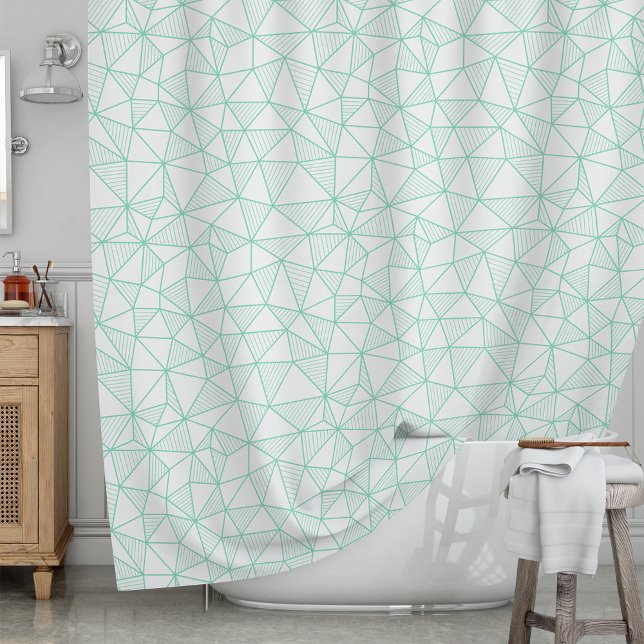 Rideaux De Douche Motif de triangle géométrique moderne et blanc (Créateur téléchargé)