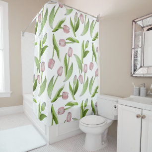 Rideaux De Douche Motif de tulipe rose moderne