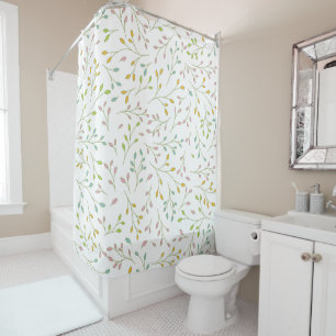 Rideaux De Douche Motif de vigne botanique délicat multicolore paste
