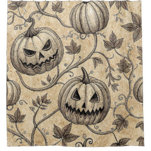 Rideaux De Douche Motif de vigne de citrouille Halloween vintage