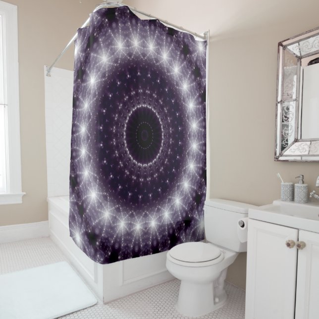 Rideaux De Douche Motif dentelle noir et blanc fantaisie (En situation)
