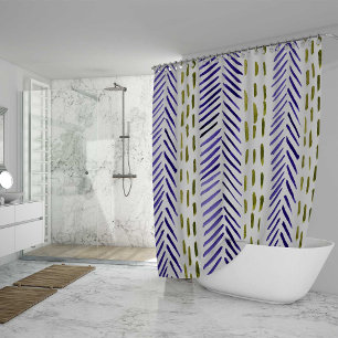 Rideaux De Douche Motif d'épine bovine en violet et vert